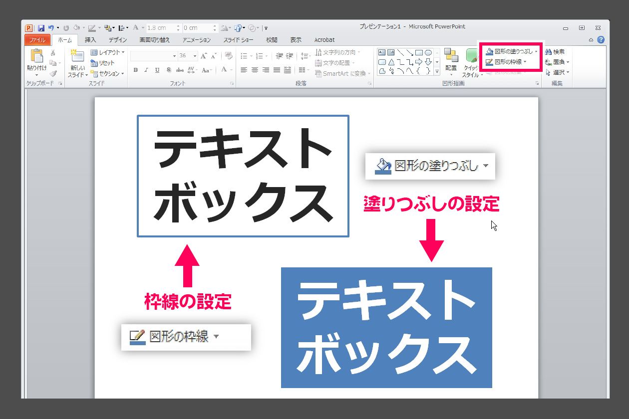 塗りつぶしと枠線の設定